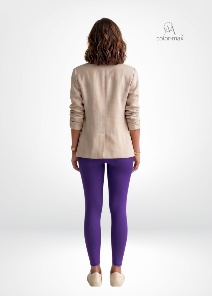 PURPLE - Premium Cotton Lycra Ankle Leggings - Hover